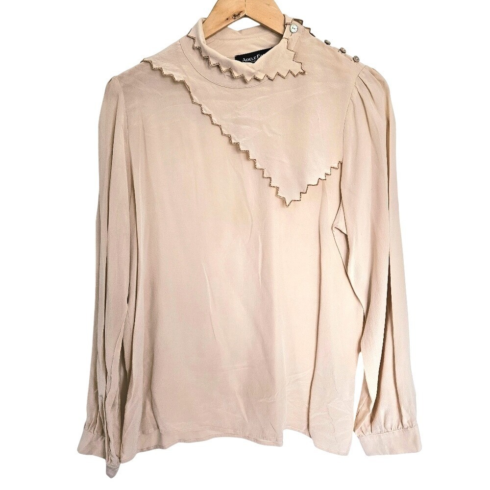 Adele Fado Retro Peach Silk Blouse IT46 Made in Italy Medium‎ Large